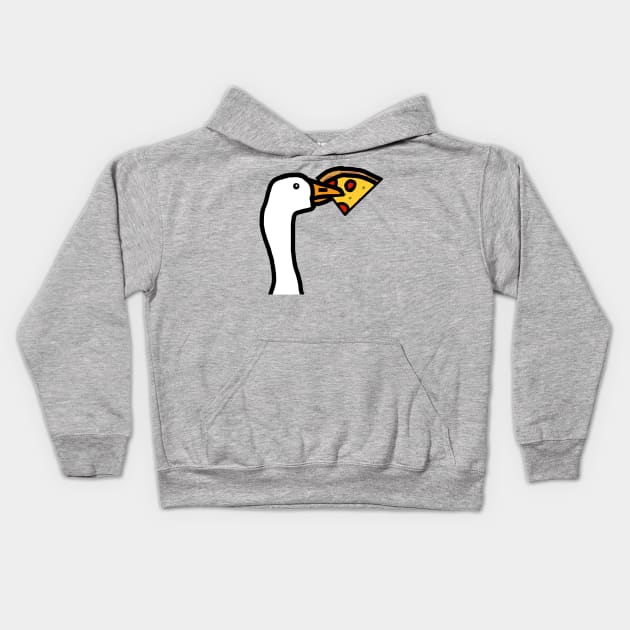 Portrait of a Gaming Goose Stealing Pizza Kids Hoodie by ellenhenryart